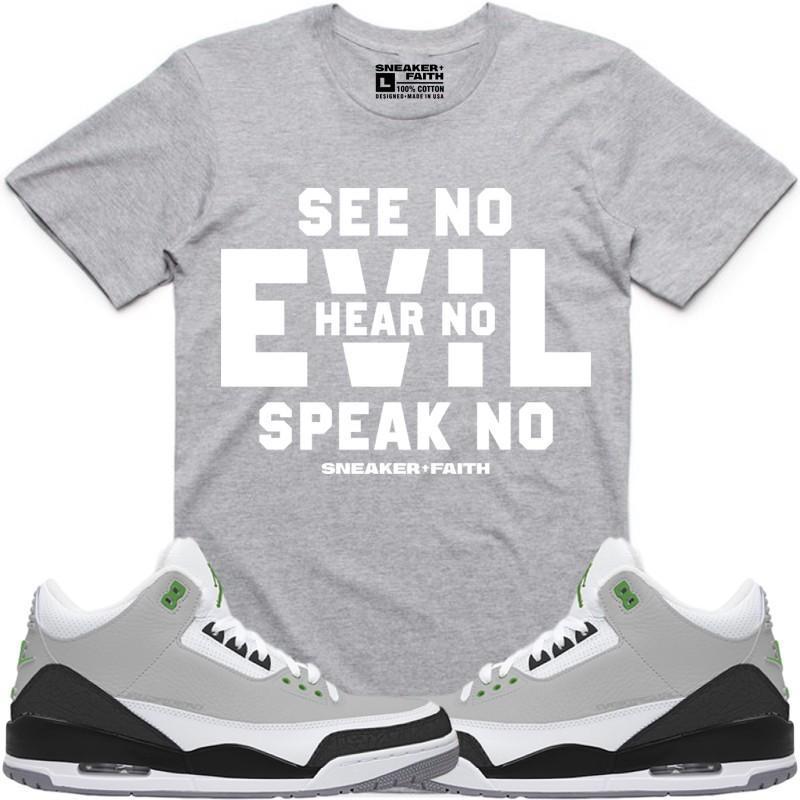 EVIL Sneaker Tees Shirt to Match - Jordan Retro 3 Chlorophyll