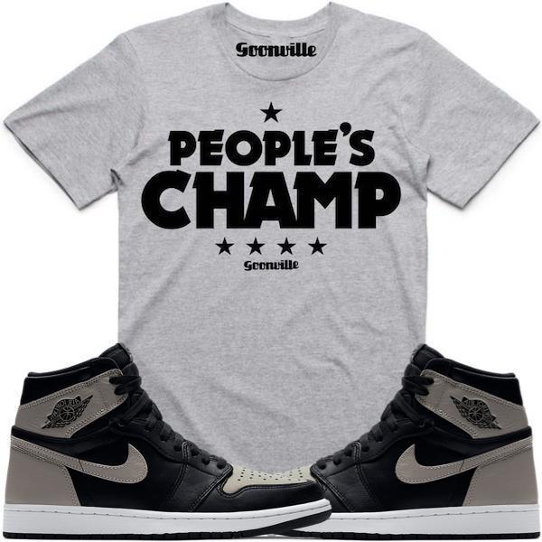 PEOPLE'S CHAMP Grey Sneaker Tees Shirt - Jordan 1 Shadow