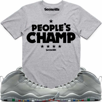 PEOPLE'S CHAMP Grey Sneaker Tees Shirt - Jordan 10 Cool Grey