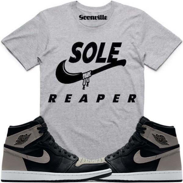 SOLE REAPER Grey Sneaker Tees Shirt - Jordan 1 Shadow