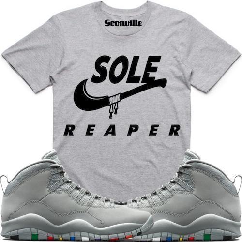 SOLE REAPER Grey Sneaker Tees Shirt - Jordan 10 Cool Grey