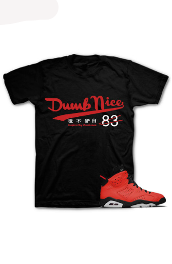 Air Jordan 6 Infrared Toro's Black Untuckt - Dumb Nice T-Shirt