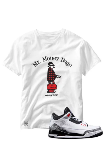 Air Jordan 3 Infrared's White Untuckt – Mr. Money Bags T-shirt