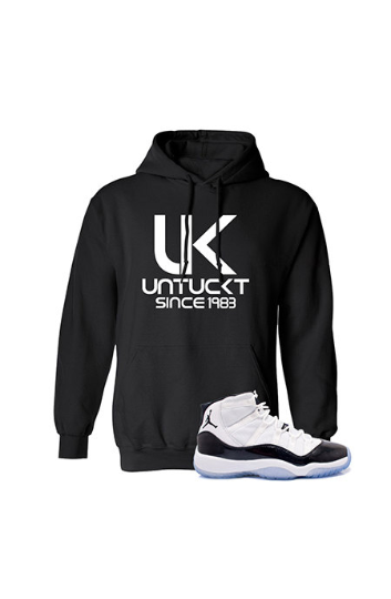 Untuckt – Classic Black Hoody Matches Air Jordan 11 Concords