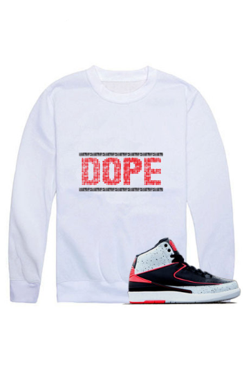 Air Jordan 2 Infrared Cement's White Untuckt - Dope Crew Neck