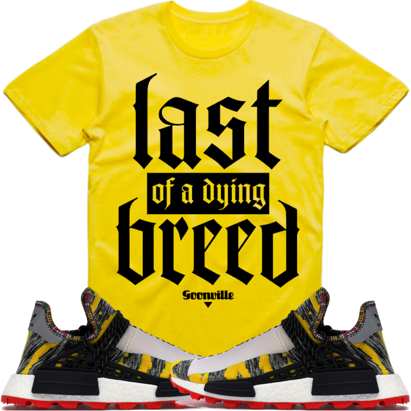 DYING BREED Yellow Sneaker Tees Shirt - Adidas NMD Hu Pharrell Solar Pack