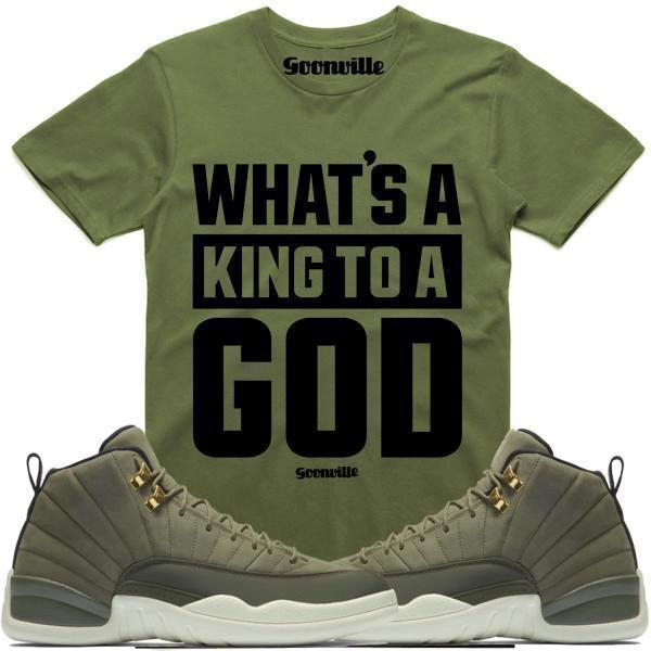 KING GOD Olive Sneaker Tees Shirt - Jordan 12 Olive Chris Paul