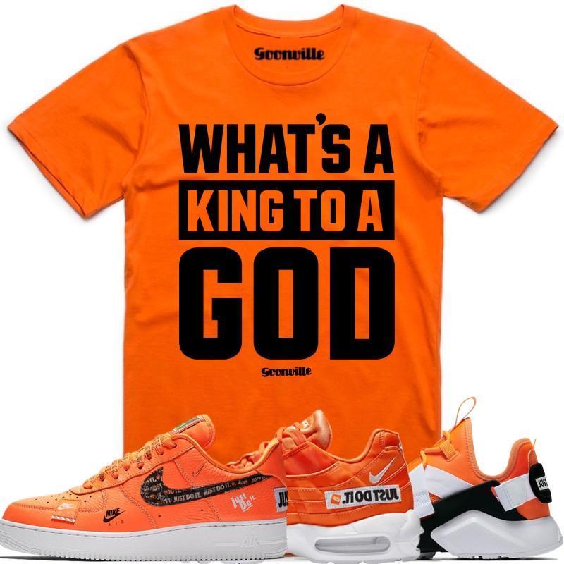 KING GOD Orange Sneaker Tees Shirt - Nike Air Just Do It