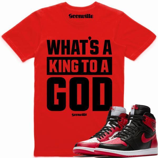 KING GOD Red Sneaker Tees Shirt - Jordan 1 Homage