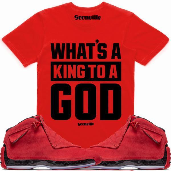 KING GOD Red Sneaker Tees Shirt - Jordan 18 Red Suede