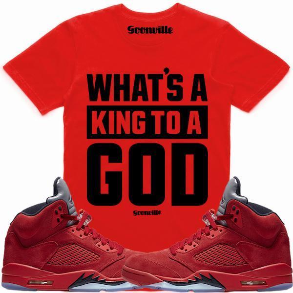 KING GOD Red Sneaker Tees Shirt - Jordan 5 Red Suede