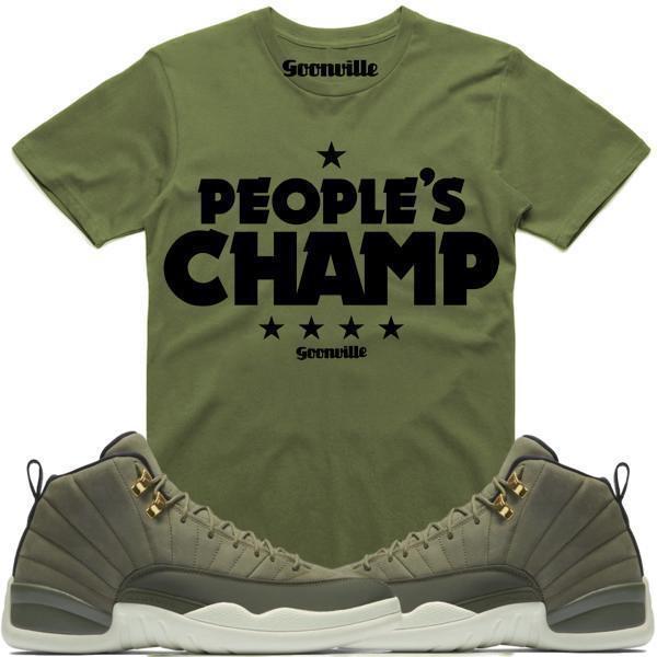 PEOPLES CHAMP Olive Sneaker Tees Shirt - Jordan 12 Olive Chris Paul