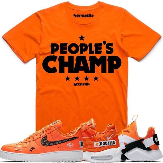 PEOPLES CHAMP Orange Sneaker Tees Shirt - Nike Air Just Do It