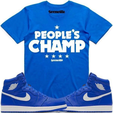 PEOPLES CHAMP Sneaker Tees Shirt - Jordan 1 Hyper Royal Lincoln High