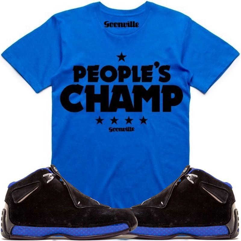 PEOPLES CHAMP Sneaker Tees Shirt - Jordan 18 Black Royal