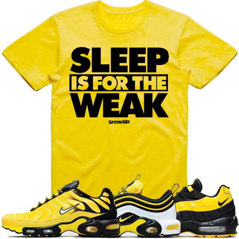 SLEEP WEAK Yellow Sneaker Tees Shirt - Nike Air Max Frequency Pack Bumble Bee