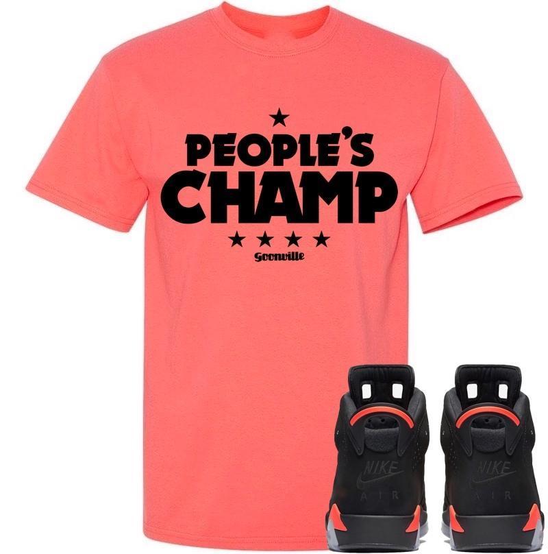 PEOPLES CHAMP Sneaker Tees Shirt - Jordan Retro 6 Black Infrared 2019