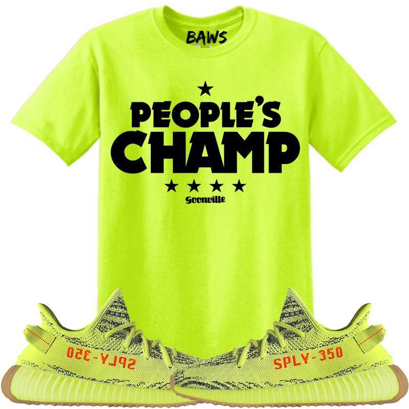 PEOPLES CHAMP Sneaker Tees Shirt to Match - Yeezy 350 Boost Frozen Yellow