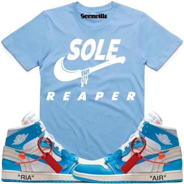 SOLE REAPER Carolina Sneaker Tees Shirt - Jordan 1 UNC Off White