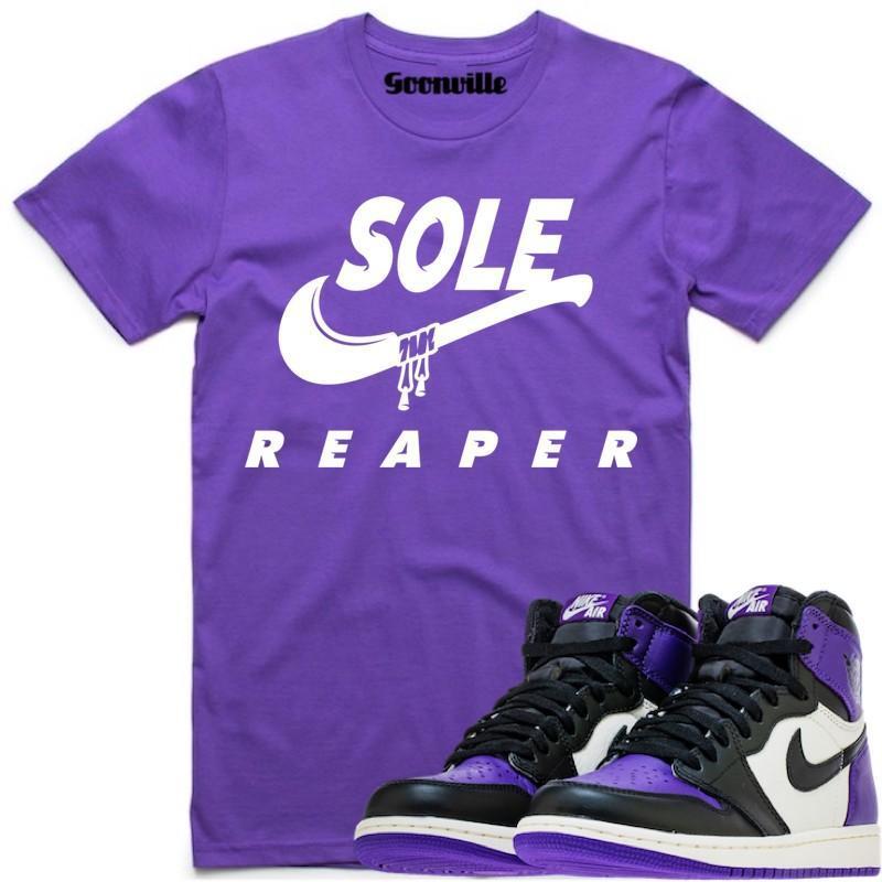 SOLE REAPER Purple Sneaker Tees Shirt - Jordan 1 Court Purple