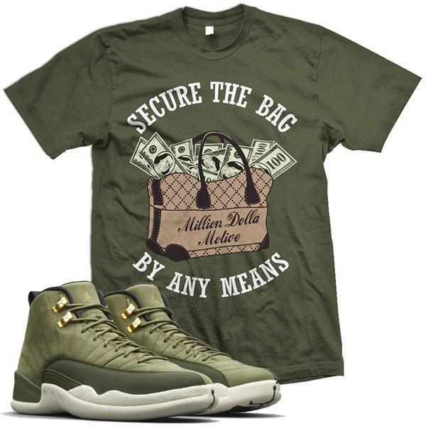 Jordan 12 Chris Paul Olive Match Sneaker Tees Shirts - SECURE THE BAG