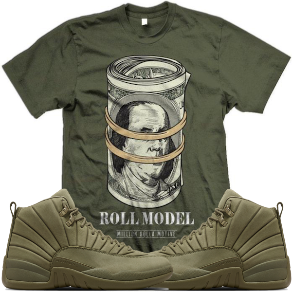 Jordan 12 Olive PSNY Match Sneaker Tees Shirts - ROLL MODEL