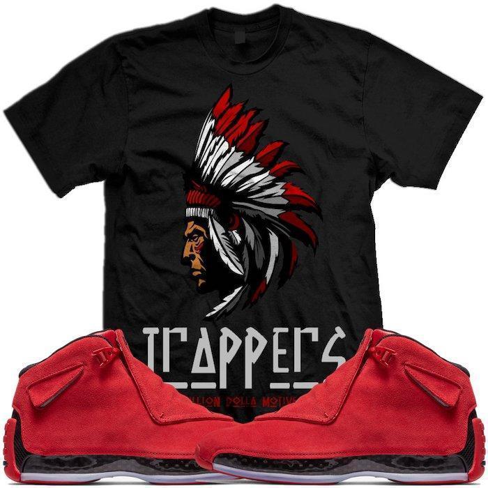 Jordan 18 Red Suede Sneaker Tees Shirts - TRAPPERS