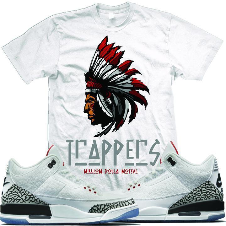 Jordan Retro 3 White Cement Sneaker Tees Shirt - TRAPPERS