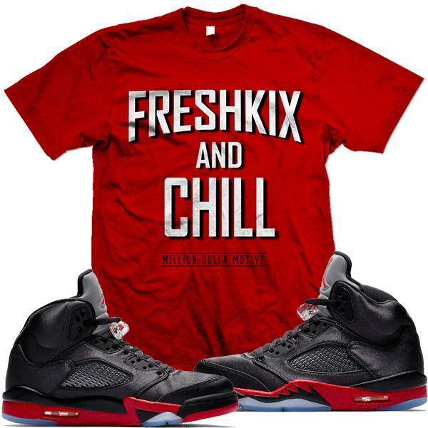 Jordan Retro 5 Satin Sneaker Tees Shirt to Match - FRESHKIX