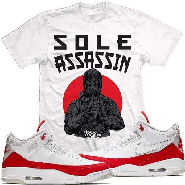 Jordan Retro 3 Tinker University Red Match Sneaker Tees Shirt - SOLE ASSASSIN