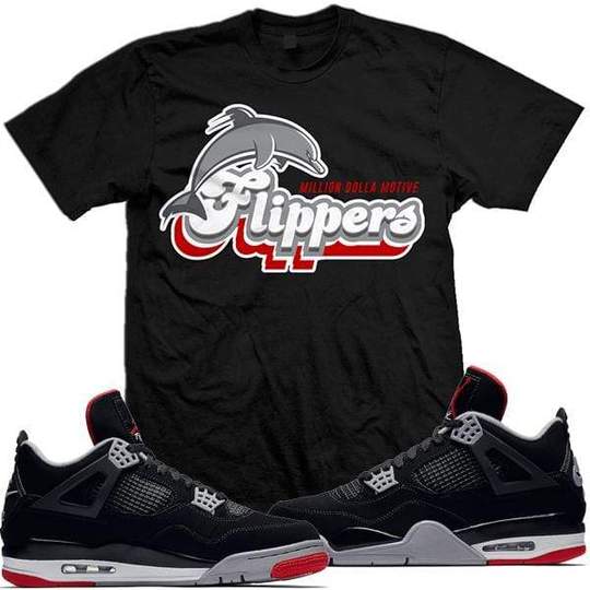 Jordan Retro 4 Bred 2019 Sneaker Tees Shirts - FLIPPERS