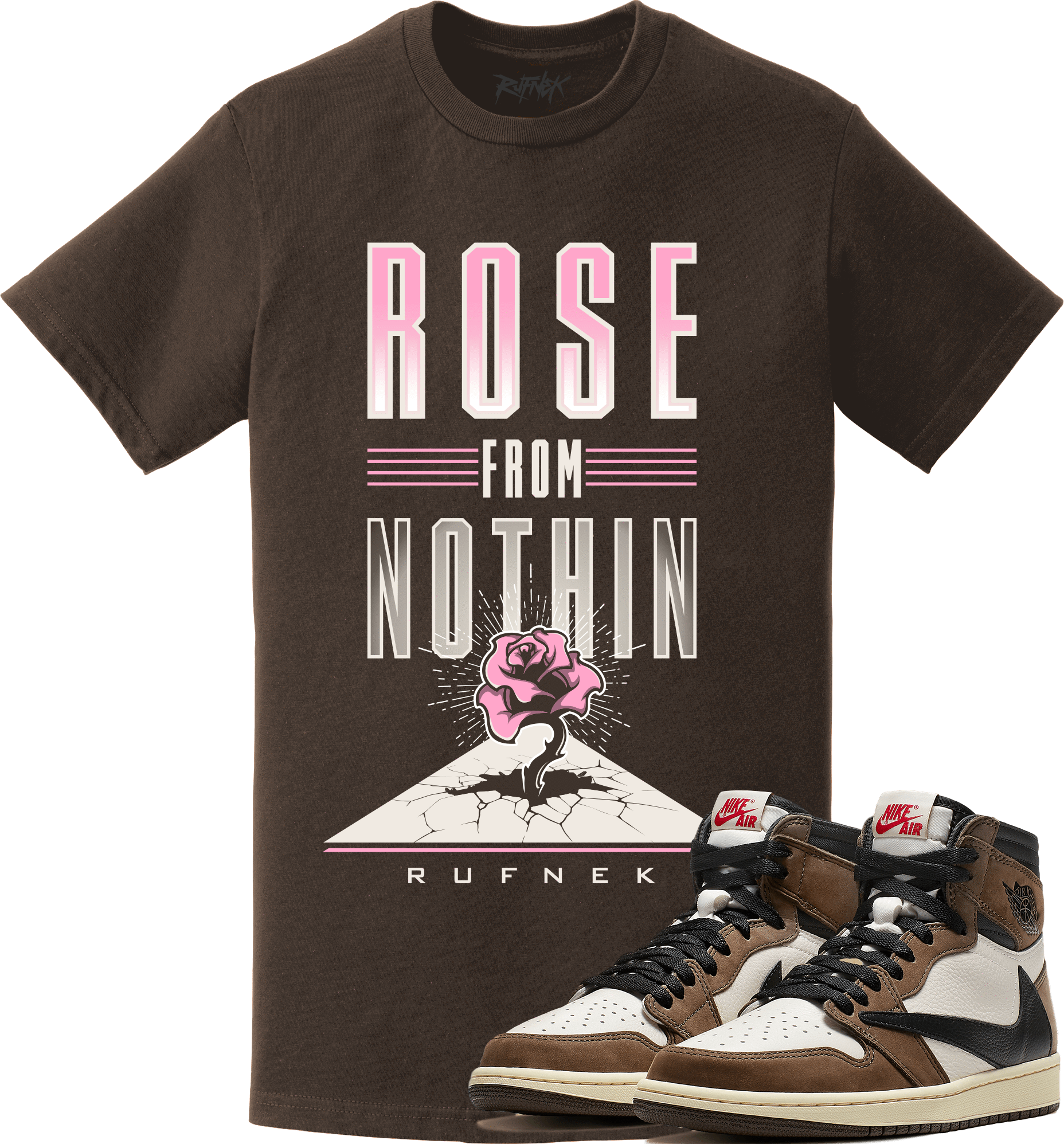 Jordan 1 Travis Scott Sneaker Tees Shirt - ROSE FROM NOTHING
