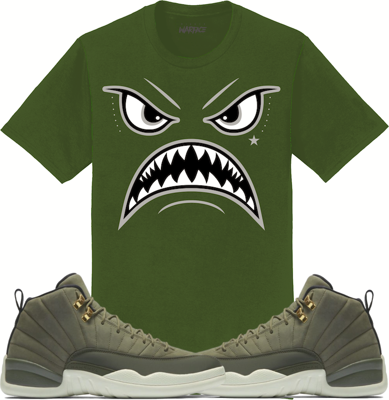 Jordan 12 Chris Paul Olive Sneaker Tees Shirt to Match - OREO WARFACE