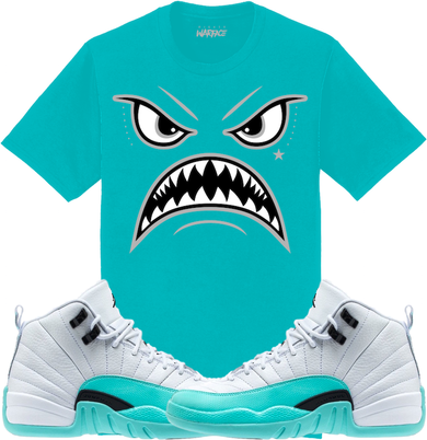 Jordan 12 GS Light Aqua Sneaker Tees Shirt to Match - OREO WARFACE