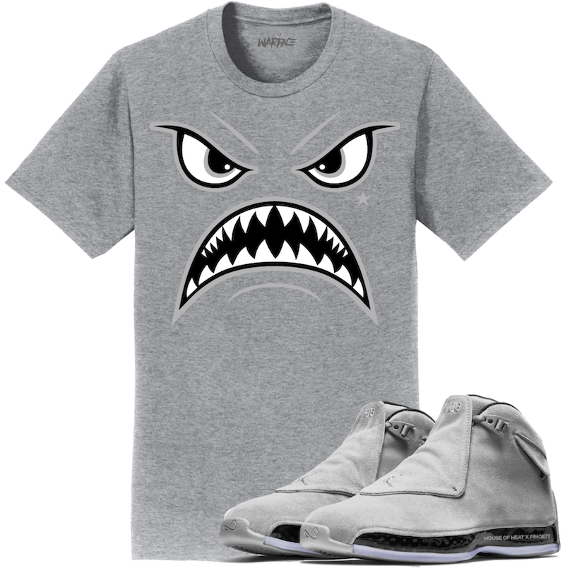 Jordan 18 Grey Suede Sneaker Tees Shirt - OREO WARFACE