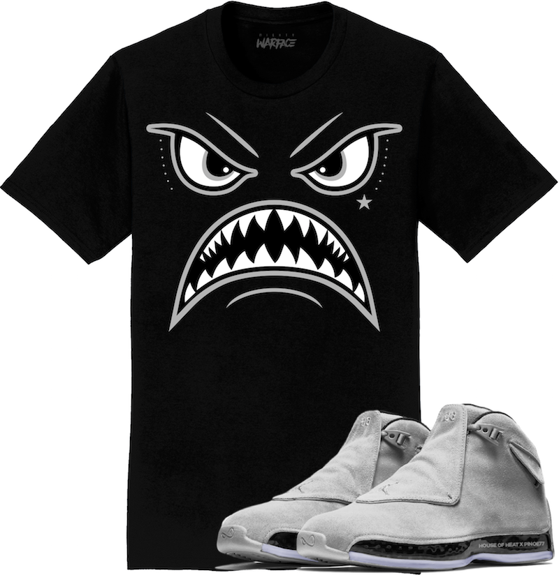 Jordan 18 Grey Suede Sneaker Tees Shirt - OREO WARFACE