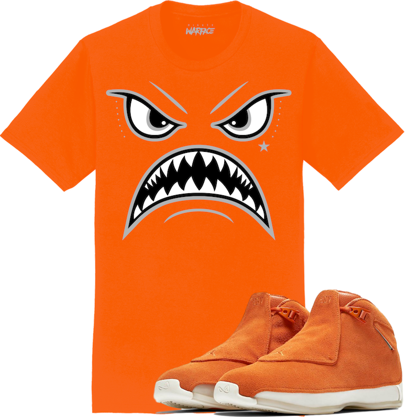 Jordan 18 Orange Suede Sneaker Tees Shirt to Match - OREO WARFACE