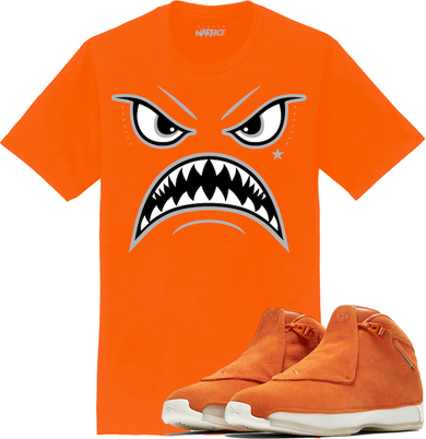 Jordan 18 Orange Suede Sneaker Tees Shirt to Match - OREO WARFACE
