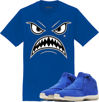 Jordan 18 Royal Blue Suede Sneaker Tees Shirt - OREO WARFACE