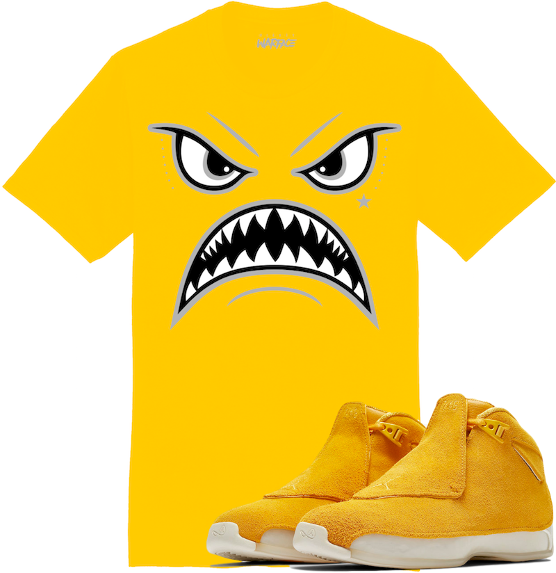 Jordan 18 Yellow Suede Sneaker Tees Shirt to Match - OREO WARFACE
