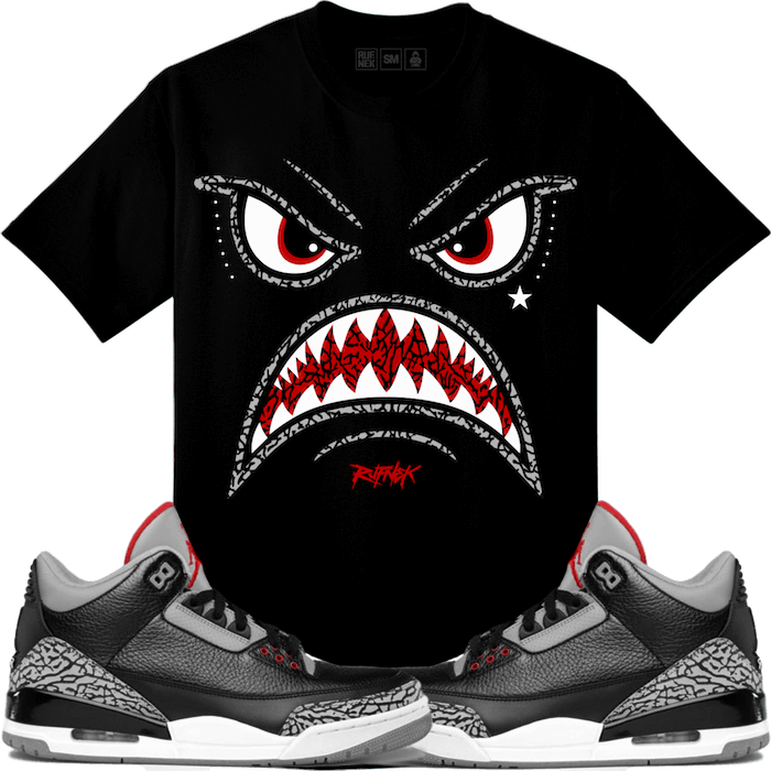 Jordan 3 Black Cement Sneaker Tees Shirt - WARFACE