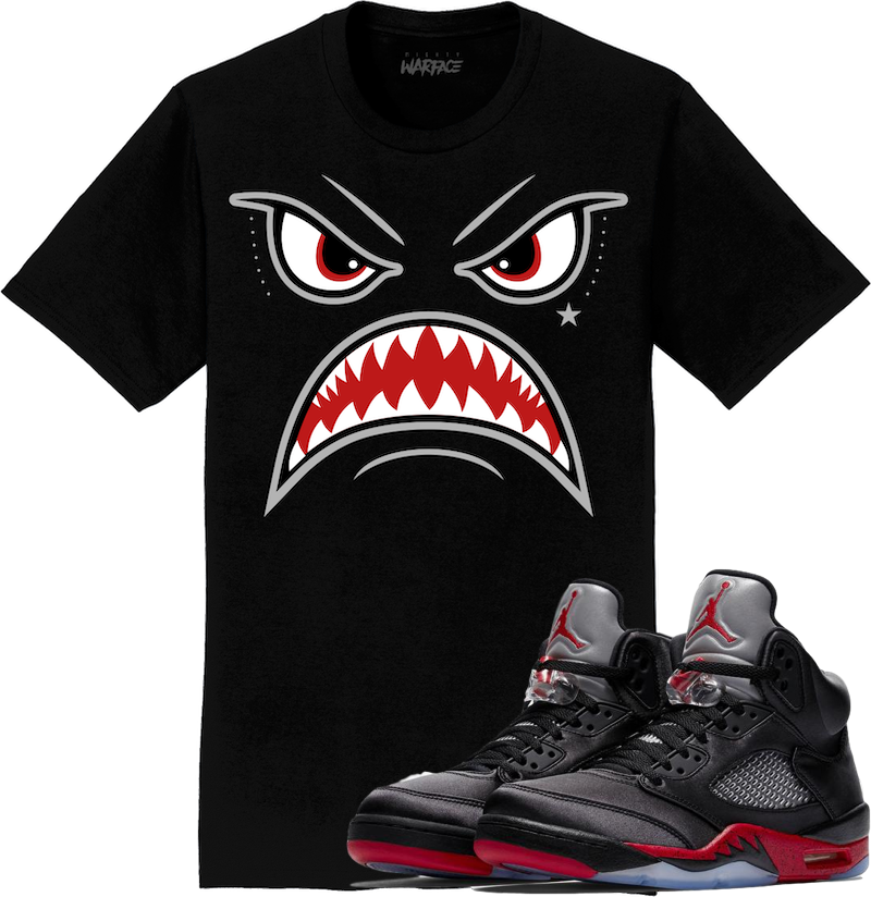 Jordan 5 Satin Sneaker Tees Shirt to Match - BRED WARFACE