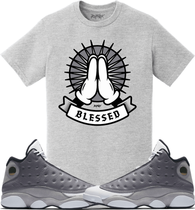 Jordan 13 Atmosphere Grey Sneaker Tees Shirt to Match - BLESSED HANDS