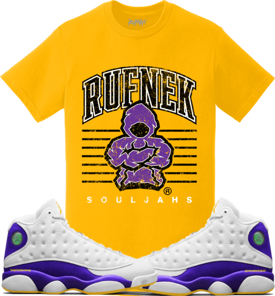 Jordan Retro 13 Lakers Sneaker Tees Shirt to Match - RUFNEK SCRIMMAGE