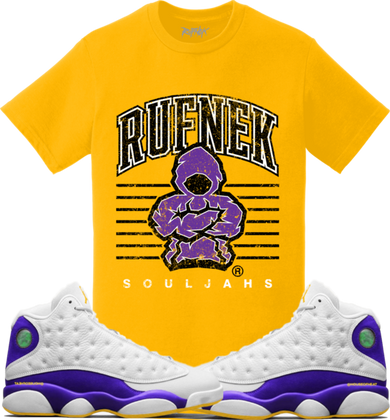 Jordan Retro 13 Lakers Sneaker Tees Shirt to Match - RUFNEK SCRIMMAGE