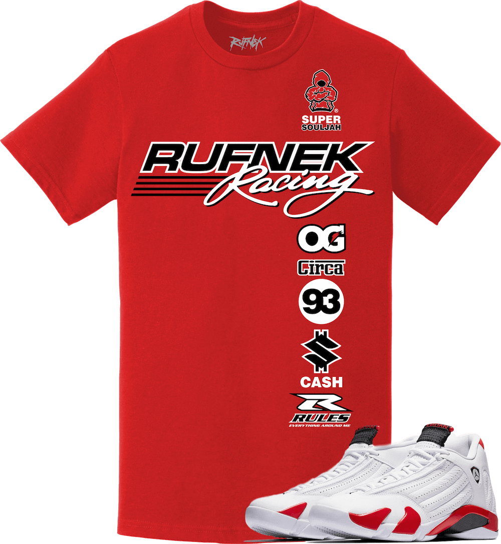 Jordan Retro 14 Candy Cane Sneaker Tees Shirt - RUFNEK RACING