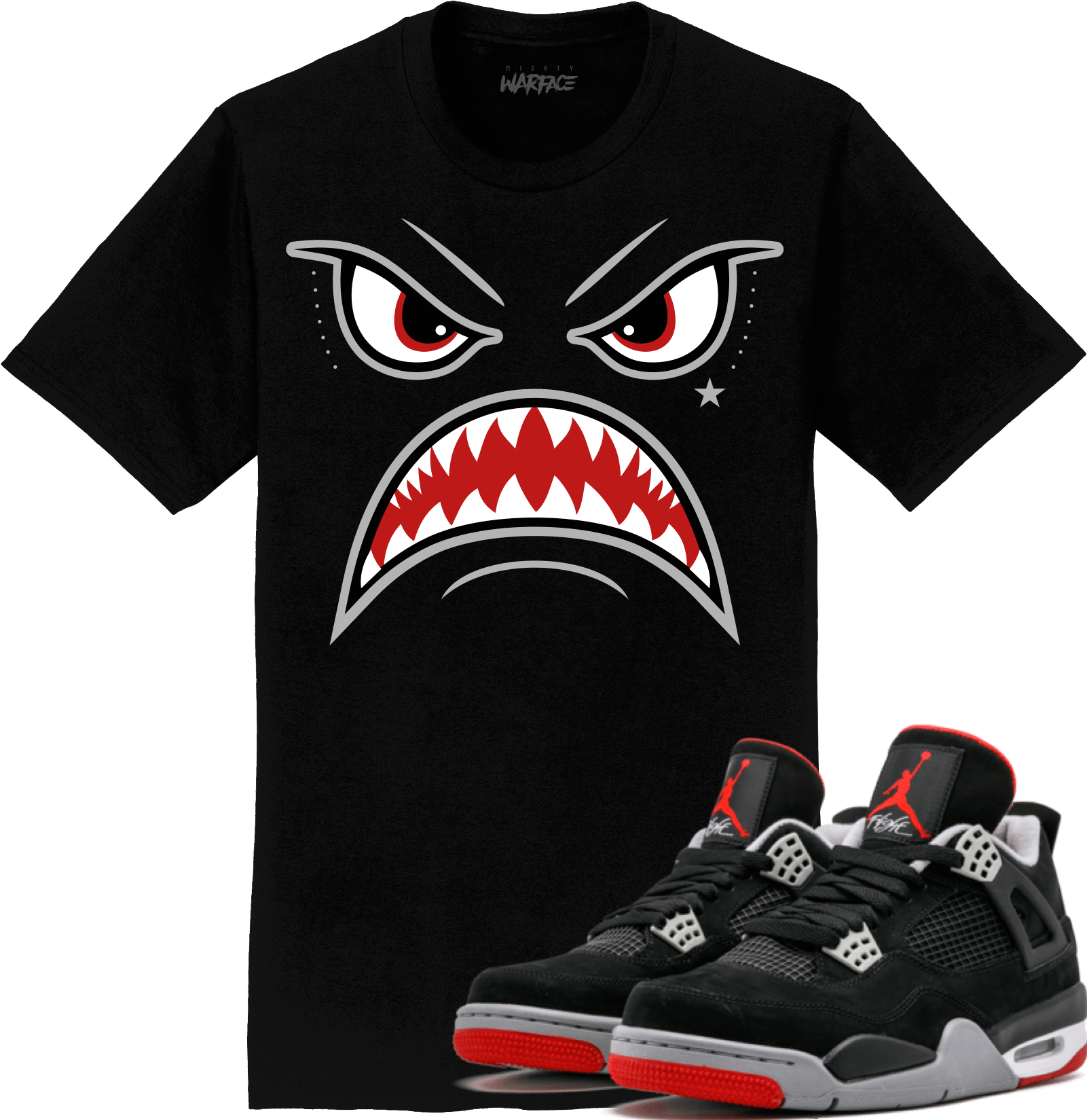 Jordan Retro 4 Bred 2019 Sneaker Tees Shirt - BRED WARFACE
