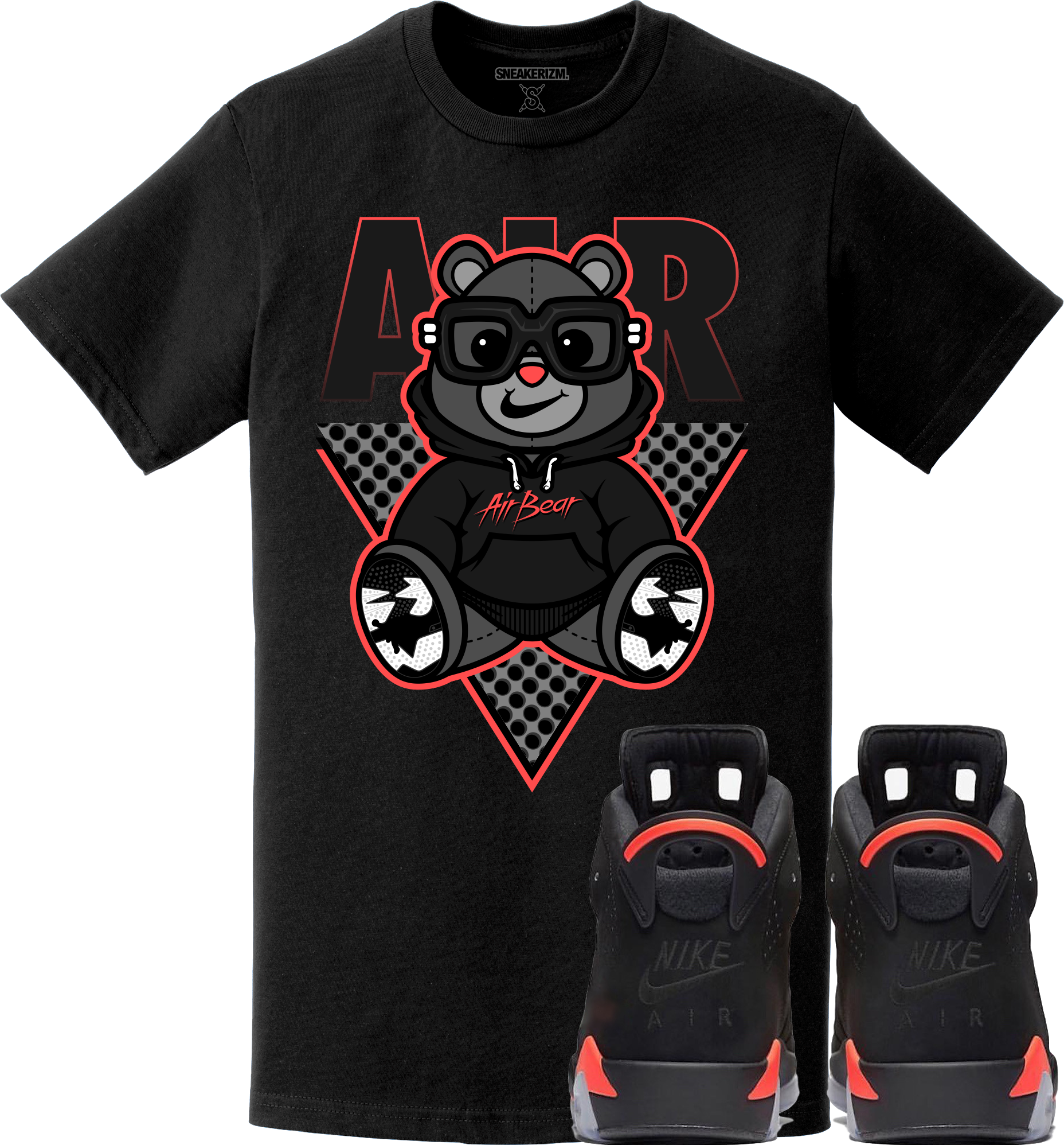 Jordan Retro 6 Black Infrared Sneaker Tees Shirt to Match - AIR BEAR