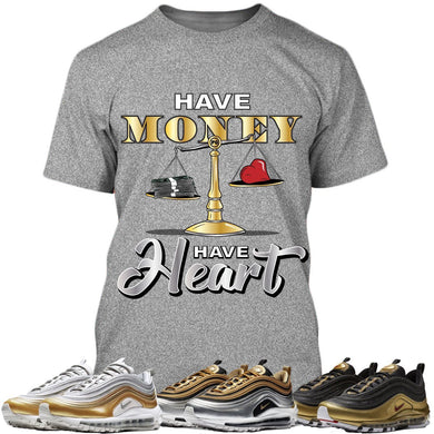 Air Max 97 Gold Sneaker Tees Shirt to Match - MONEY HEART PG