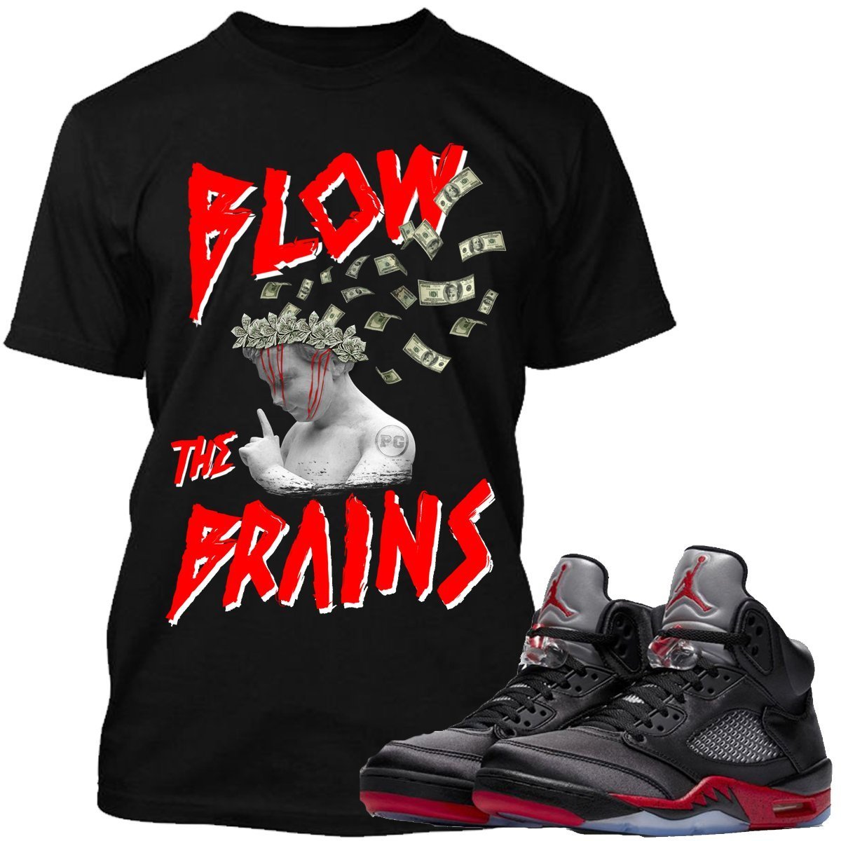 Jordan 5 Satin Sneaker Tees Shirt - BRAINS PG